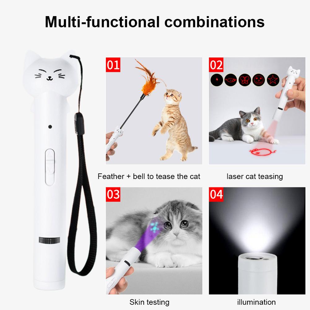 Cat Funny Stick with Infrared  Light Pattern Projection Cat Toy USB Charging Cat Funny Pen for Kitten Training Exercise