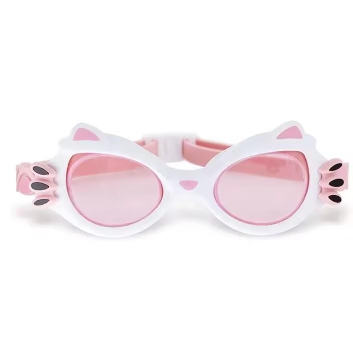 

Забавные детские очки для плавания с изображением кошек, линзы HD, анти-УФ, противотуманные очки для бассейна для детей, не протекают, быстро регулируемый ремешок с футляром