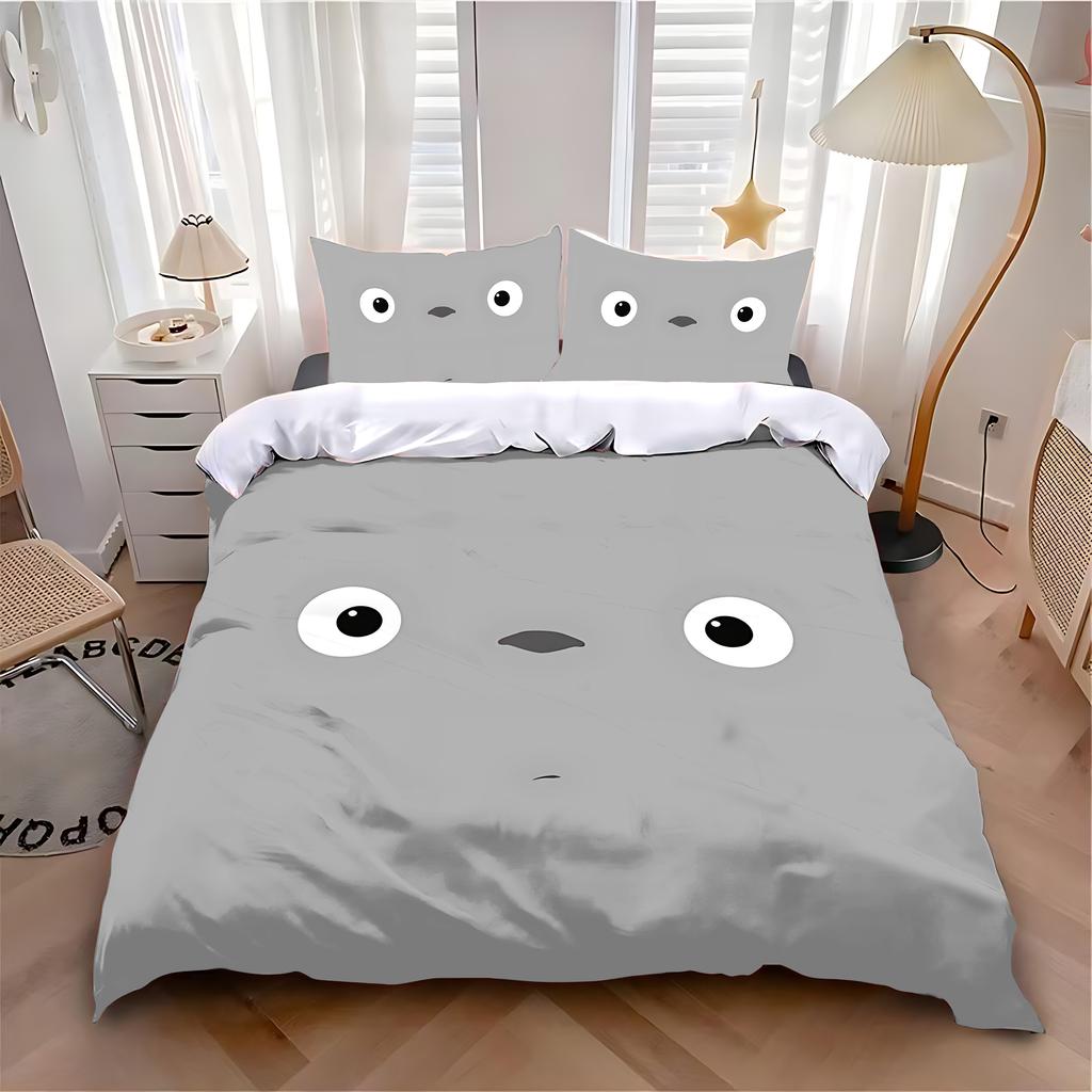 Duvet Cover Pillowcase Bedding Set Anime Cute T-Totoroes Adult Boy Girl Bedroom Decoration Children Single Double Large Size