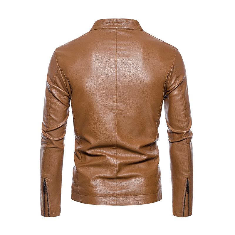 Podzimní a zimní nová ležérní pánská kožená bunda Korejský styl Slim Trend Krásná zelená PU kožená bunda Pánské oblečení
