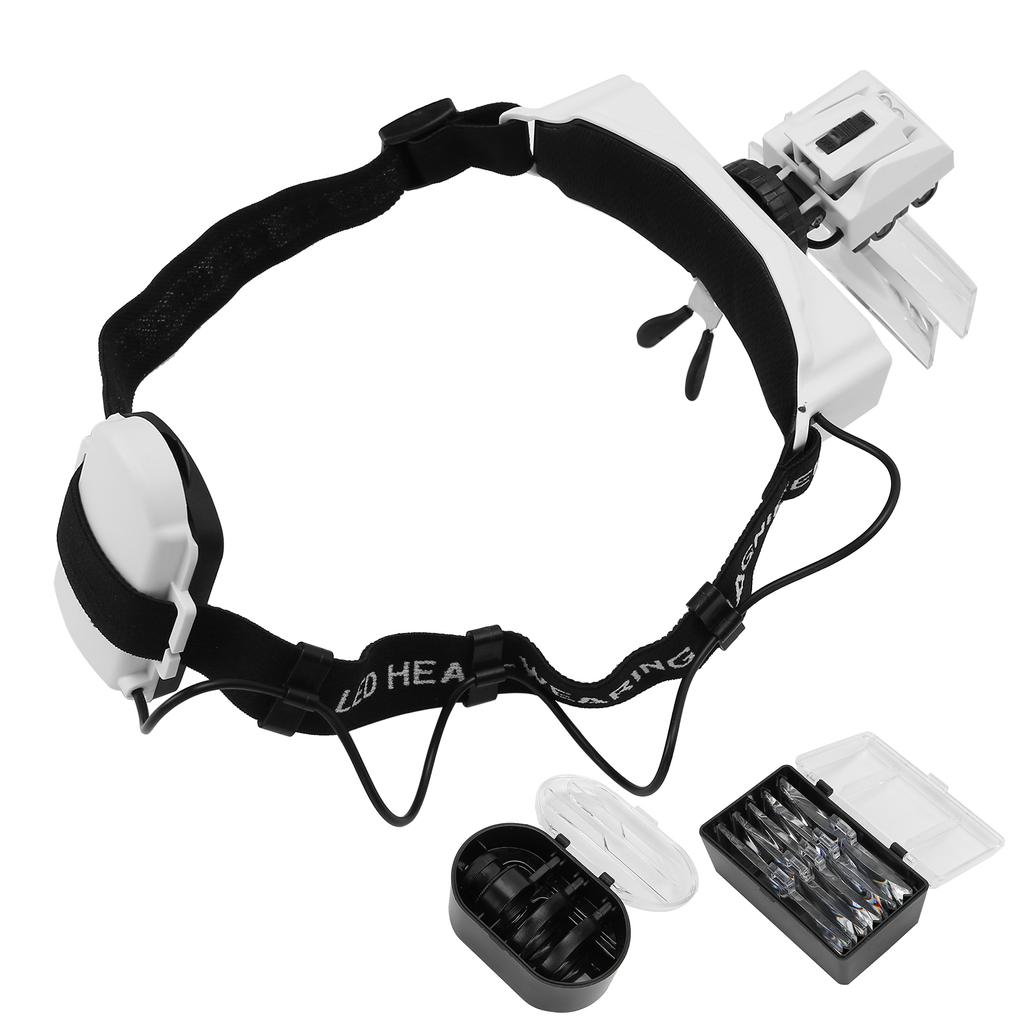 Headband Magnifier LED Light HeadMounted Head Loupe for Reading Embroidery Tattoo