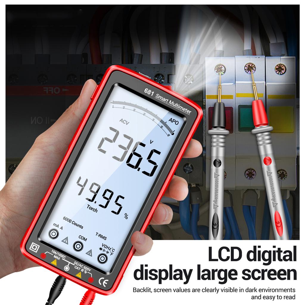 ANENG 681 6000 Counts Digital Multimeter Smart Anti-burn Rechargeable Universal Meter NCV Tester 5-inch Large LCD with Backlit