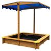 Sandpit - GINGER HOME Children's Sandpit - 360° Adjustable Canopy - UV Protection 30 - Solid Pine Wood