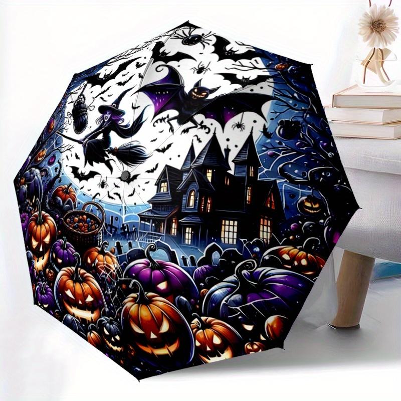 1pc Bat Witch Pumpkin Halloween Automatic Opening and Closing Umbrella - Small Umbrella Suitable for Various Occasions, Portable 3-Fold Small Umb