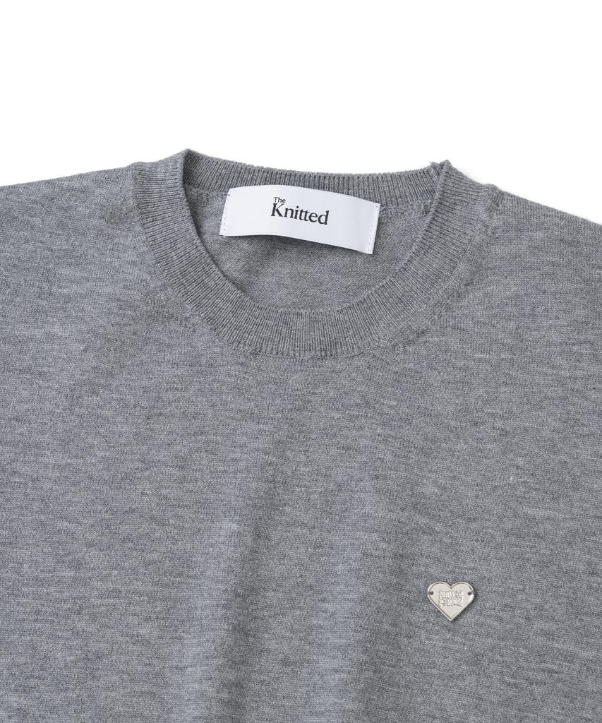 KNITTED (W) Basic Essential Washable Round Short Sleeve Knit Grey