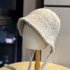 Autumn and Winter New Strap Bucket Hat Women's Simple Versatile Wool Hat Ear Protector Basin Hat Cold Hat