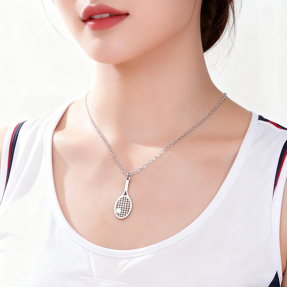 Sport Tennis Racket Pendant Women's Necklaces 2026 Stainless Steel Trendy Jewelry Gold Color Tennis Ball Necklaces Birthday Gift