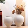 Jingdezhen Ceramic Round White Flower Vase for Tabletop Decor