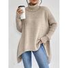 Womens Oversized Loose High Neck Knit Sweater Fall Winter Casual Long Sleeve Pullover In Solid Colors