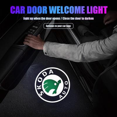 1/2Pcs Car Door Welcome Light Projector Lamp Accessories For Kodiaq Octavia Fabia Karoq Enyaq Kamiq Superb Scala Rapid RS Kyhj94