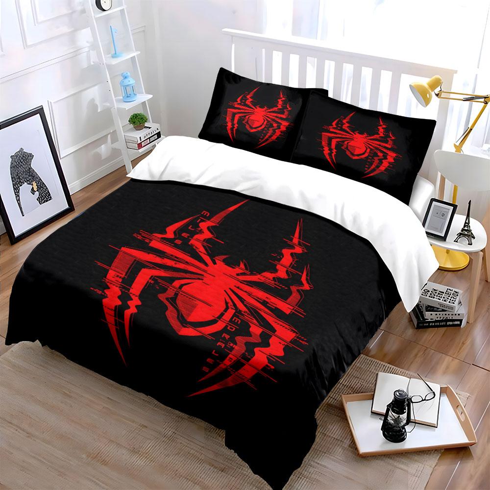 Red glitch-style spider. Bedding sets Duvet cover sets Duvet covers Pillowcases(1 * Duvet Cover 2 * Pillowcases, without duvet insert)
