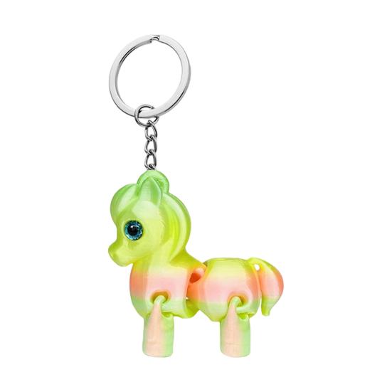 Multi Jointed Horse Keychain Gradient Color 3D Printed Animal Figurine Miniature Horse Pendant Backpack Bag Desk Decoration