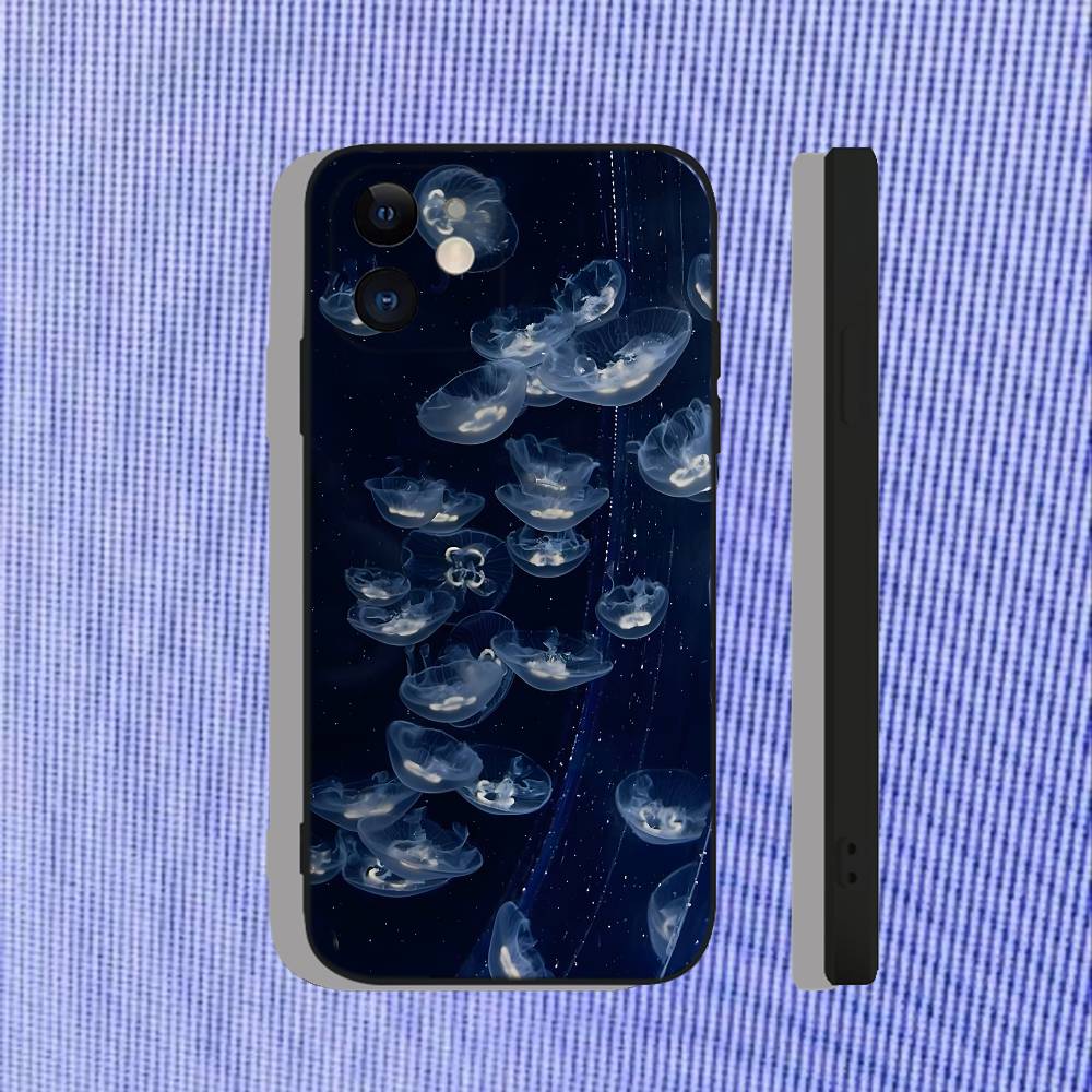 Jellyfish Sea Ocean Phone Case For iPhone 16,15,14,13,12,11,Pro,Max,Plus,X,XS,XR,SE,8,7,Mini,Soft Silicone Black Case iPhone15