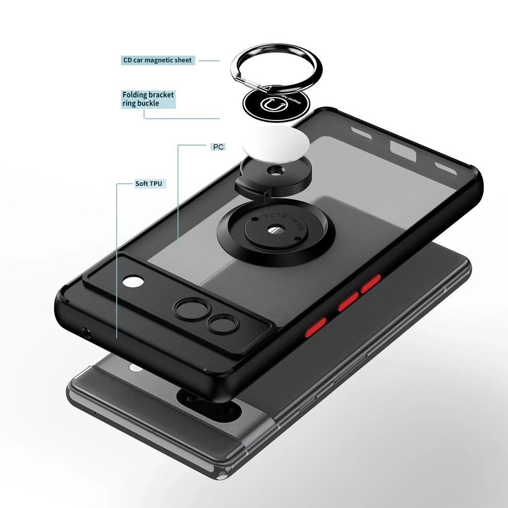Custodia Opaca Armor Per Google Pixel 9 Pro 8A 8 7A 7 6 Pro Cover Anello Supporto Magnetico Supporto Antiurto Coque Fundas