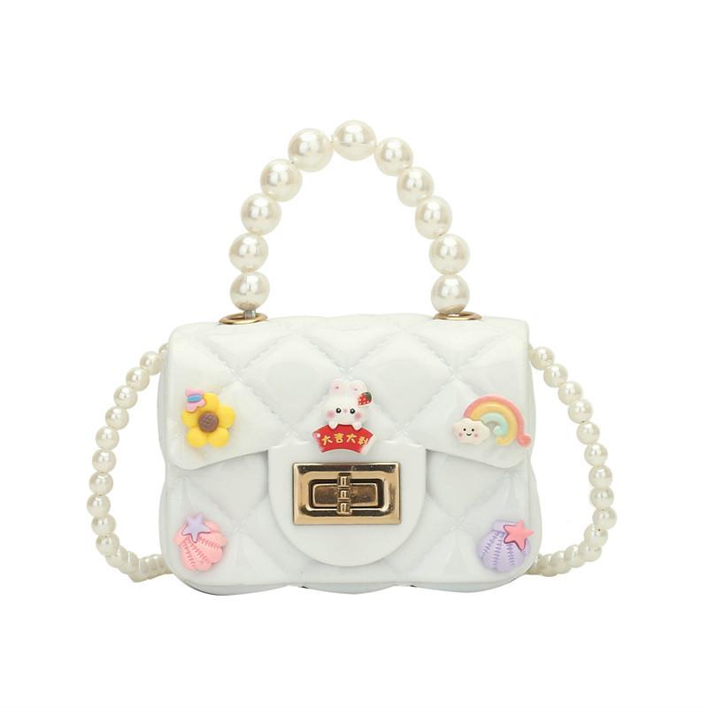 Golden Button Girls Rabbit Pattern Crossbody Bag Rainbow Pattern Daily Bags