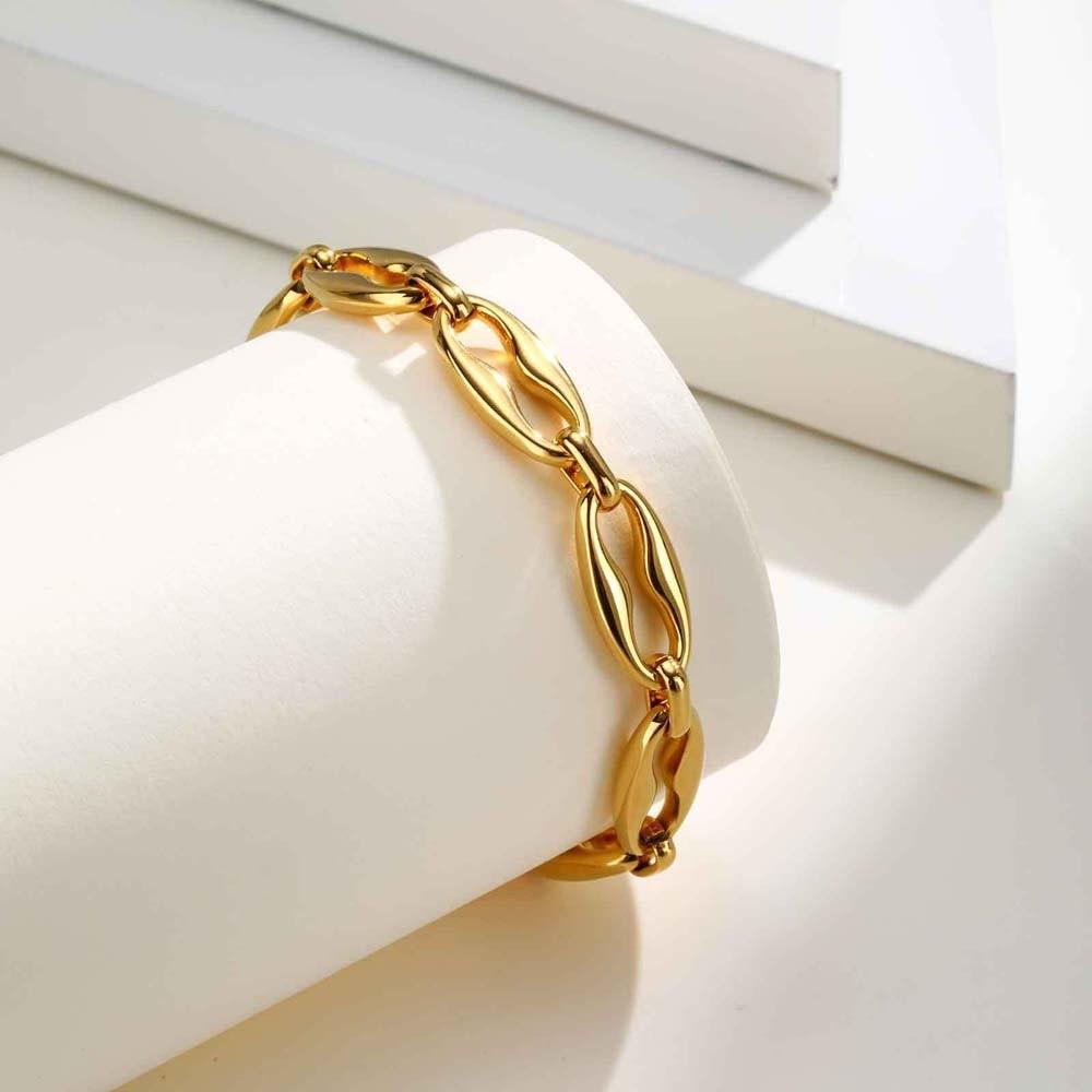 Stainless Steel Gold Chain Bracelet Wristband Jewelry Stainless Steel Hand Chain  Gifts