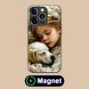 Girl Dog Puppy Glass MagSafe Mobile Phone Case for iPhone 17 16 15 14 13 12 11 Air Pro Max Plus Mini Colorful Cover