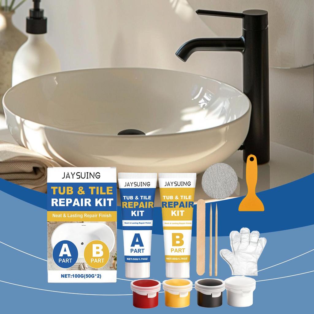 Jaysuing Tile Repair Paste Toilet Marble Floor Tile Pit Repair Crack Patching Hole Bonding Paste