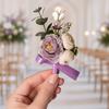 Yousheng Purple Wedding Boutonniere, Artificial Silk Flower Lapel Pin for Groom Bride Parents, Romantic Wrist Corsage for Bridal