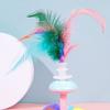 Wobbling Cat Toy Interactive Cat Teaser with Feathers Plush Balls Cat Enrichment Toy for Indoor Kittens Stimulates Hunting Instinct