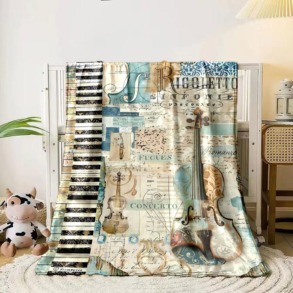 Vintage Music Violin Blanket bedroom Blanket for Livingroom Couch lunch break Soft throw for Friend's festival Gift