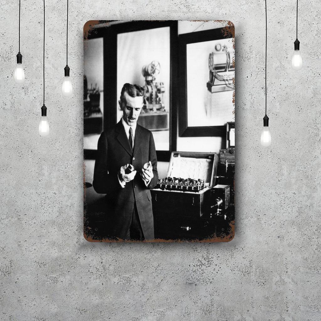 Nikola Tesla Vintage Tin Sign Home Decor Wall Decor Art Wall Mural Room Decoration Decor Retro Metal Sign Plate Bar Posters