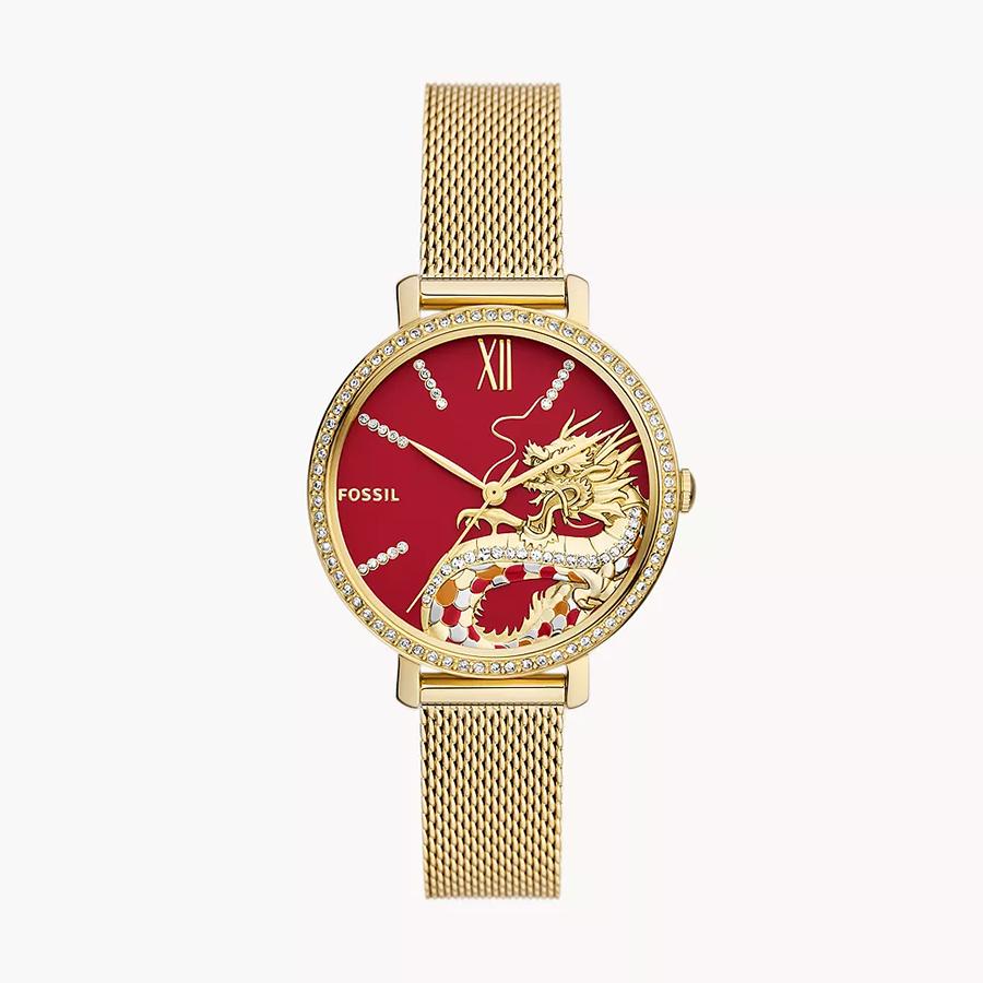 

FOSSIL Neutra Women s Gold Stainless Steel Red Dial Quartz Watch ES5316