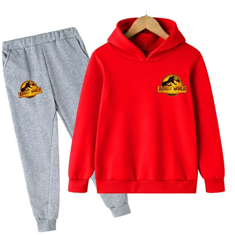 Jurassic World  Fashion Pullovers Clothes Children Dinosaur Hoodies Pants Set Boys Girls Dominion Sweatshirts Hooded Suit