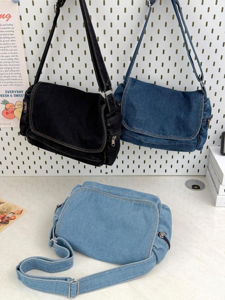 Versatile Denim Crossbody Shoulder Bag - Large Capacity Handbag for Casual or Commute