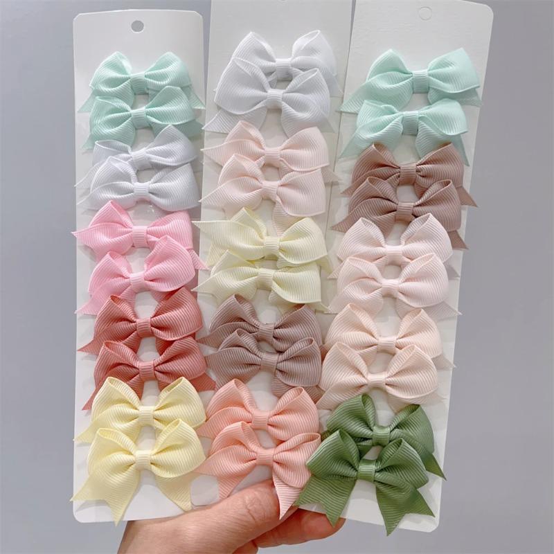 

10pcs Baby Girls Hair Clip Set Accessories Handmade Ribbon Solid Color Bowknot Barettes Hairpins Bows for Kids Wholesale New