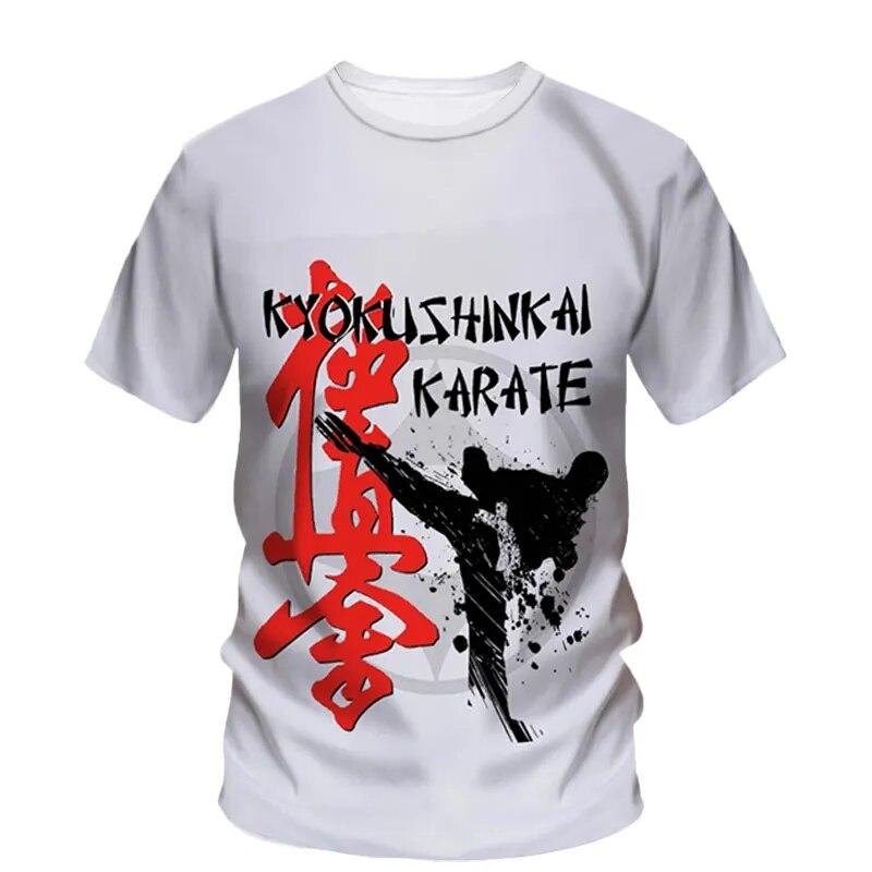 Fashion Taekwondo Men's T-Shirt Customized Quick-Drying Martial Arts Sanda 3d Pattern Tough Man O-Neck Short Sleeve Outdoor Top