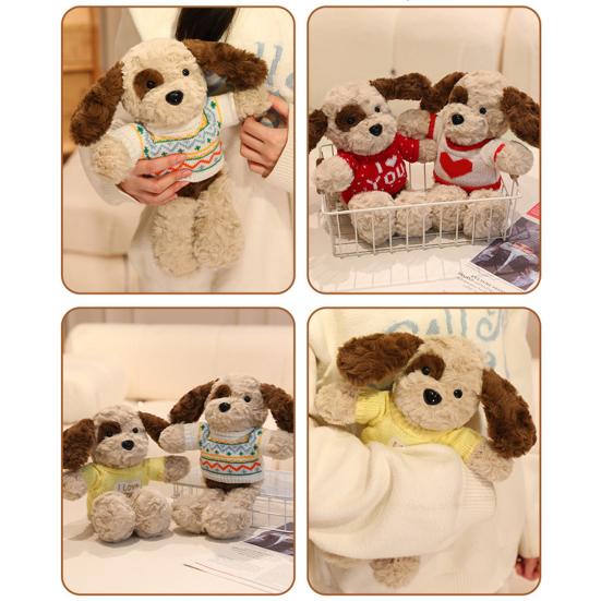 Adoptable Stuffed Dog Plush with Sweater Realistic Teddy Doll Toy with Removable Clothes 30cm Huggable Gifts for Kids