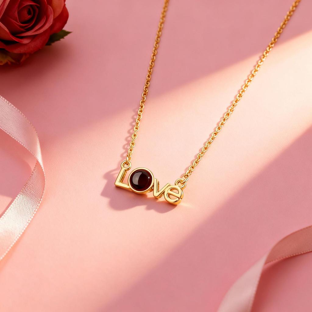 100 Languages 'I Love You' Projection Titanium Steel Necklace - European & American Style Women's Light Luxury