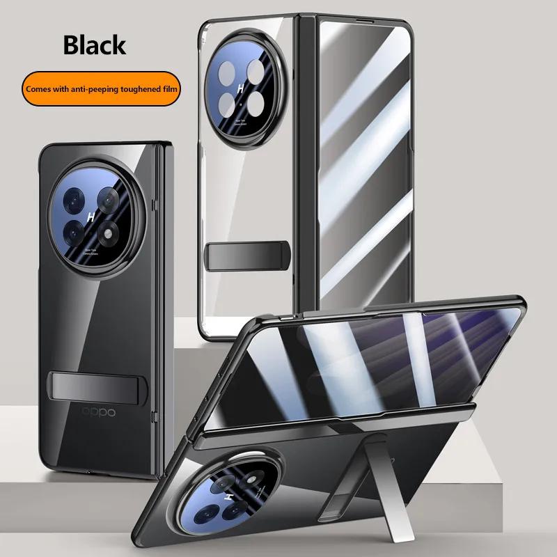 Plating Clear All-included Stand Case For OPPO Find N5 N 5 FindN5 5G Magnetic Hinge Holder Protective Cover With Tempered Film