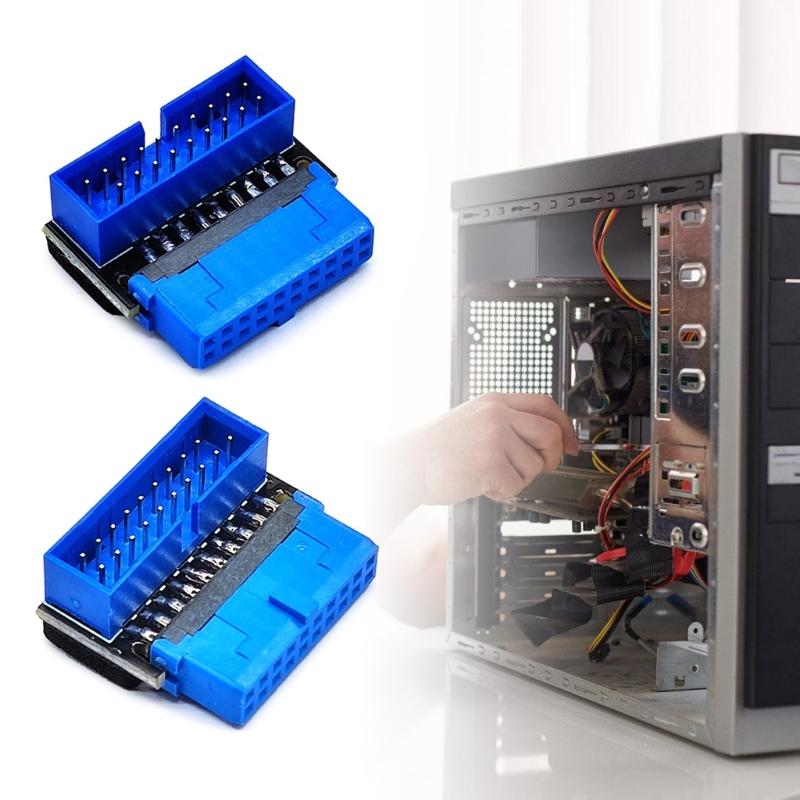 USB Front Panel Sockets Adapter, USB3.2 19Pin/20Pin To Motherboards Sockets Connection 90 degree Turnable Adapter