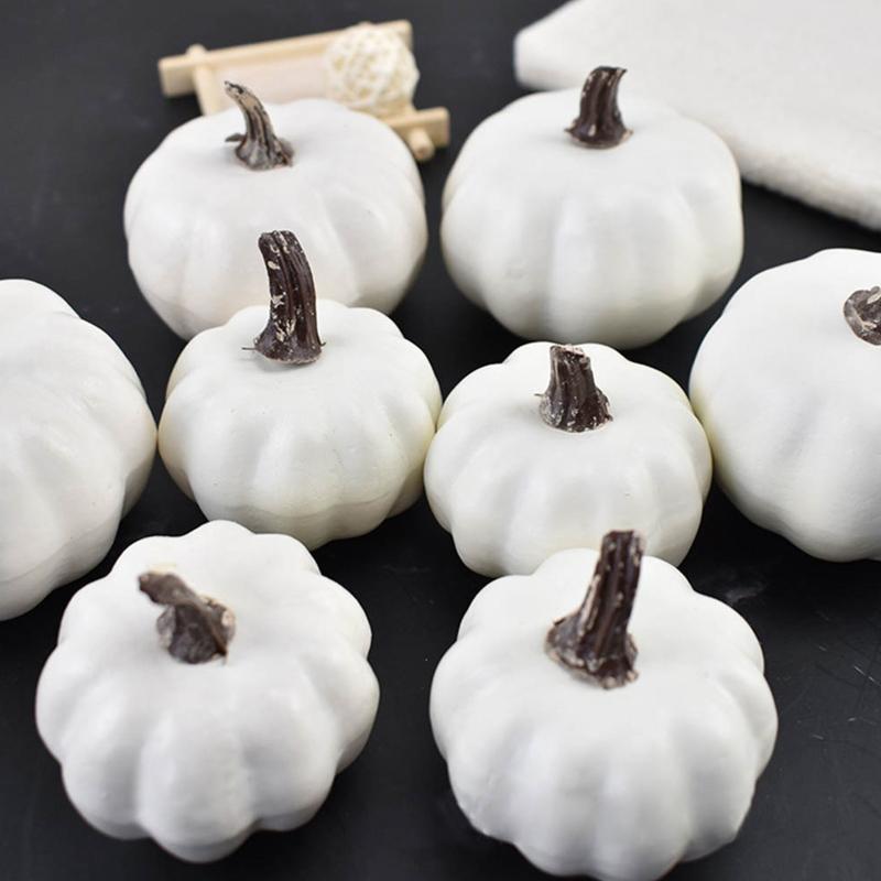 autunno ringraziamento per matrimoni per Halloween per l/'autunno 8 zucche artificiali per decorazione mini zucche artificiali colore: arancione UxradG festival raccolto casa verde