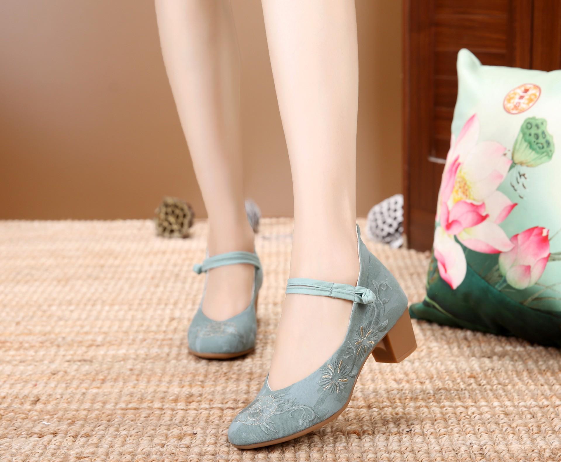 

Litaixin Женские вышитые туфли на толстом каблуке в этническом ретро-стиле Ханфу из ткани Size 40