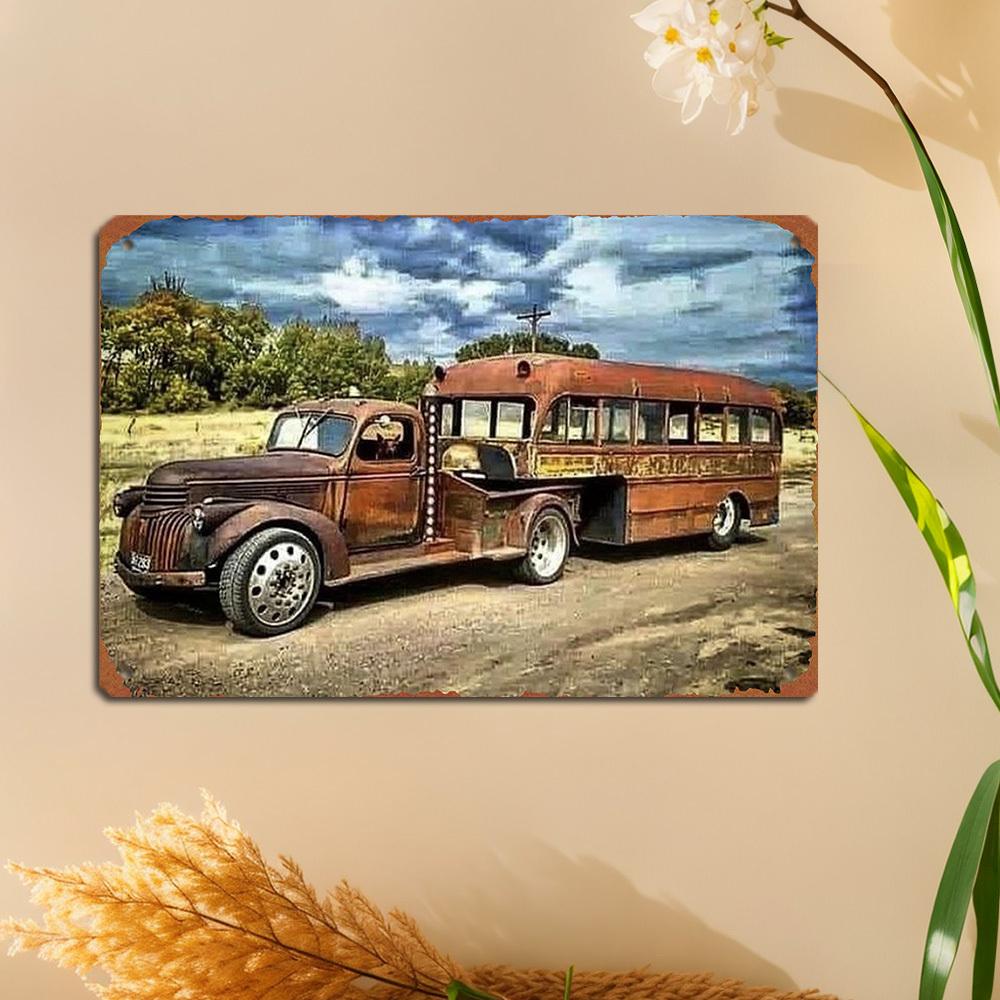 

Rusty Retro Truck and Old Time Collision Theme Metal Sign for Car Enthusiasts Suitable Patio Home Pub Coffee Shop Ind aluminum 20x30cm