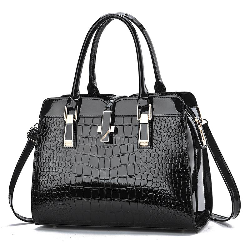 Nuova Marca di Lusso Borsa Grande da Donna in Pelle di Coccodrillo Nera Rossa Verniciata Borse da Donna Borsa a Spalla chiusura Borse da Donna valigetta