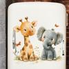Cartoon Animal Wall Stickers Giraffe And Elephant Design Removable Waterproof For Kids Room Nursery Classroom Decor