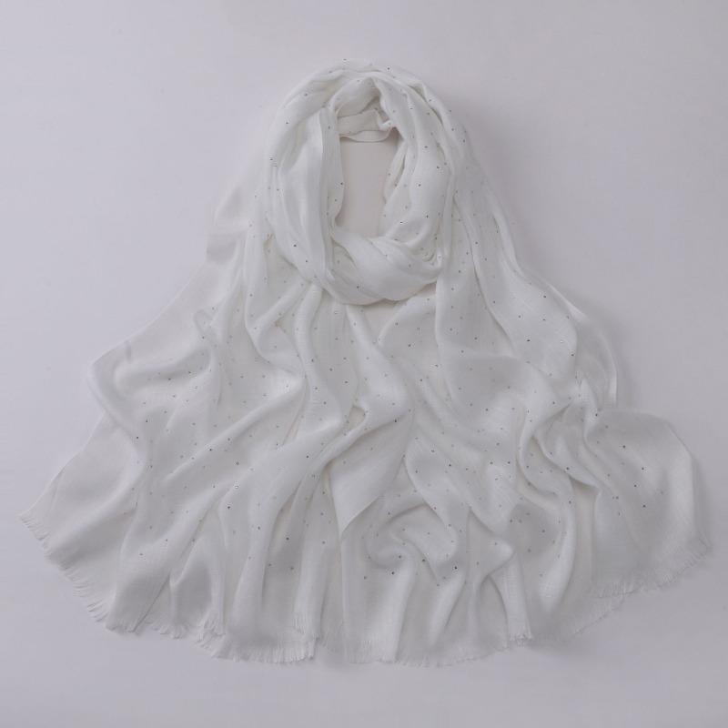 Soft Versatile Solid Bamboo Yarn Scarf With Star Rhinestone For Women