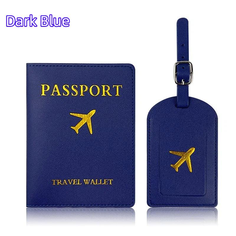 2Pcs/Set Pu Travel Passport Cover Luggage Tag Suitcase Identifier Label Baggage Boarding Bag Tag Name Id Address Passport Holder