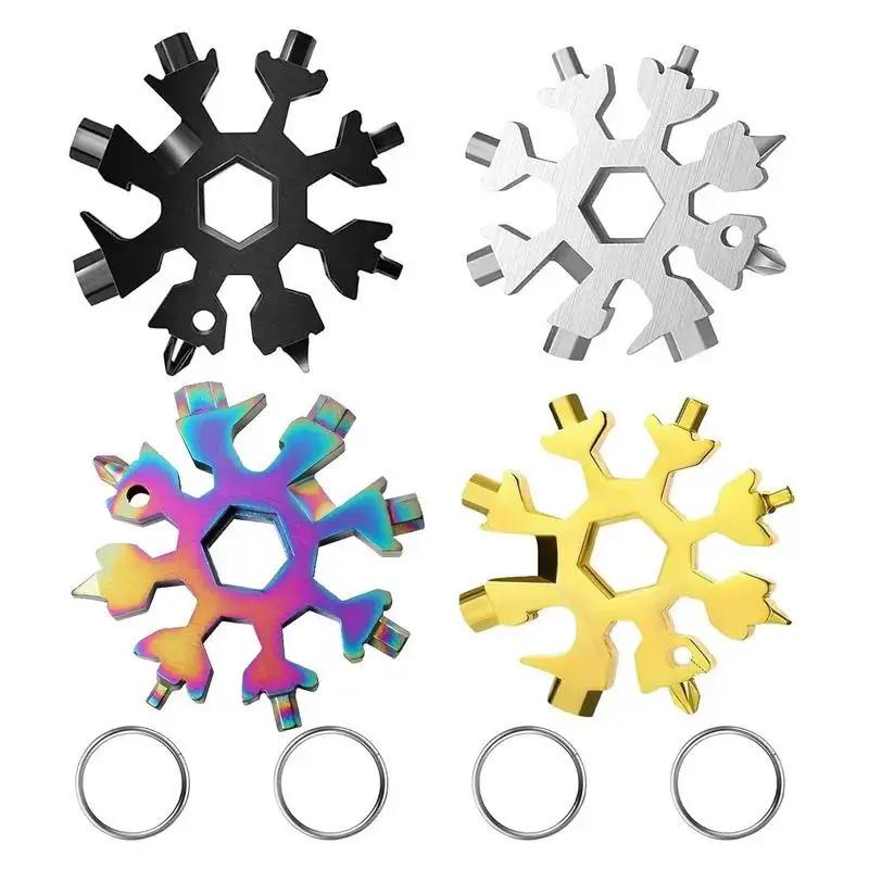 Portable 18-in-1 Snowflake Multitool, Stainless Steel Wrench Screwdriver Bottle Opener, Ideal for Outdoor Daily Use