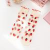 Girls Strawberry Embroidered Lace Over Knee High Socks Thin Transparent Floral Princess Kids Long Stockings