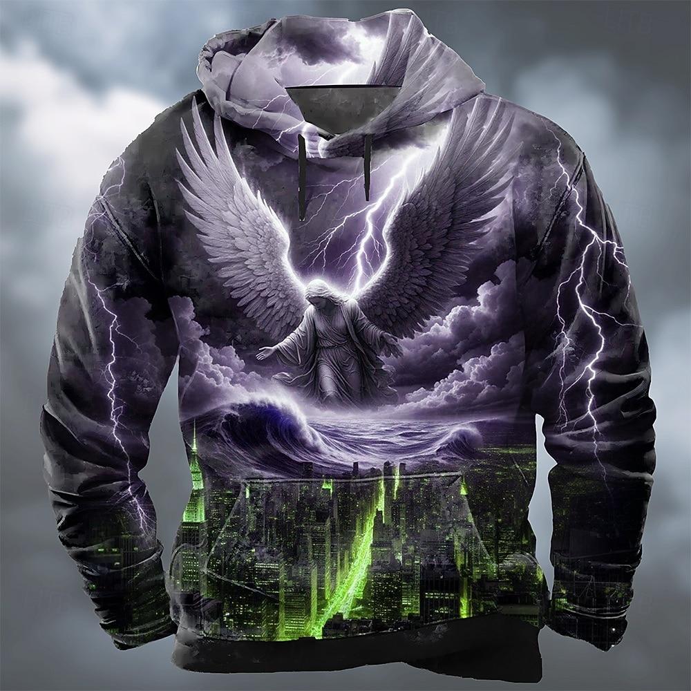 

Men s 3D Print Jesus Hoodie Sweatshirt Cool Party Long Sleeve Crew Neck Gift Streetwear Blac XL