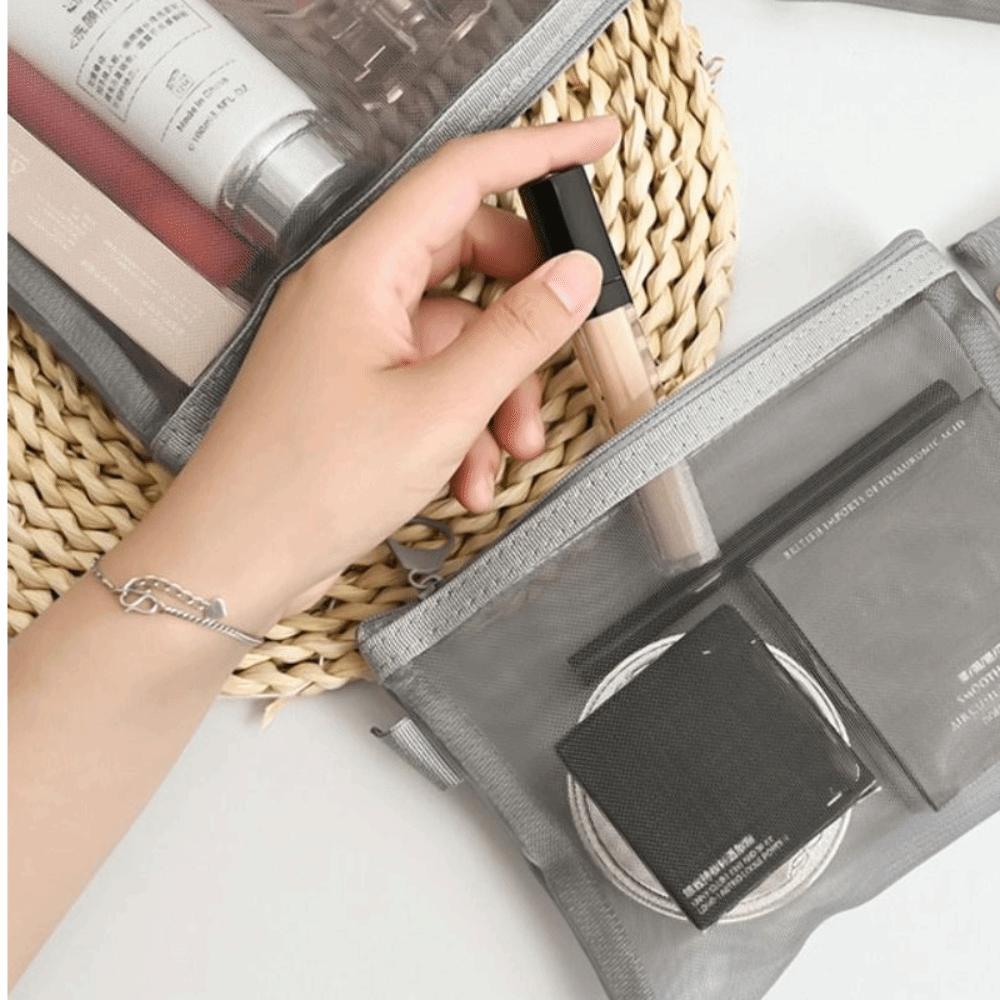 Large Capacity Makeup Bag Zipper Bag Cosmetic Cases Fashion Mesh Cosmetic Bag Outdoor