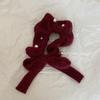 Korean Pearl Bow Knitted Scrunchie – Elegant Autumn/Winter Hair Accessory