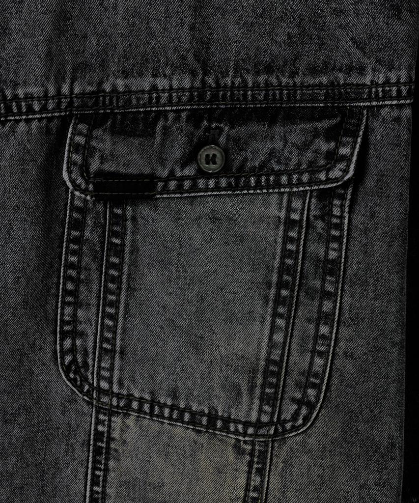 Dimiteulibeullaeg Fade-Washed Denim Trucker Half Shirt_Vintage Black