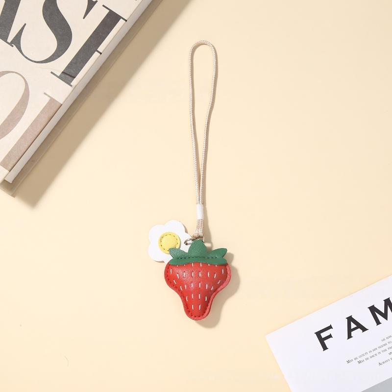 

1Pcs Cartoon Fruit Backpack Decoration Soft Persimmon Keychain Cute Funny Design Leather Bag Pendant Creative Key Ring Accessory A2