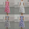 Casual Striped Long Dress With Elastic Polyester Fabric For Spring Daily Wear